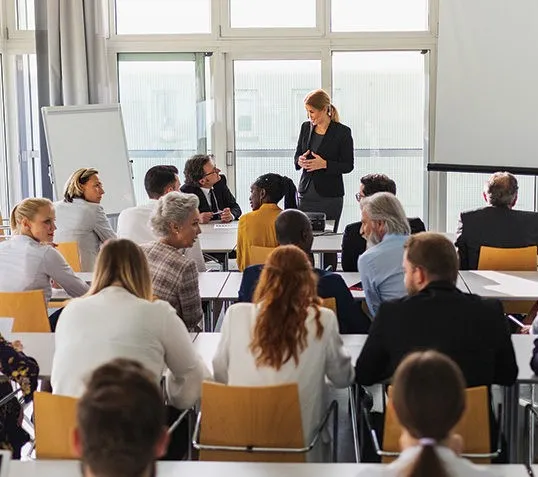Adult learners in a Business Academy training session